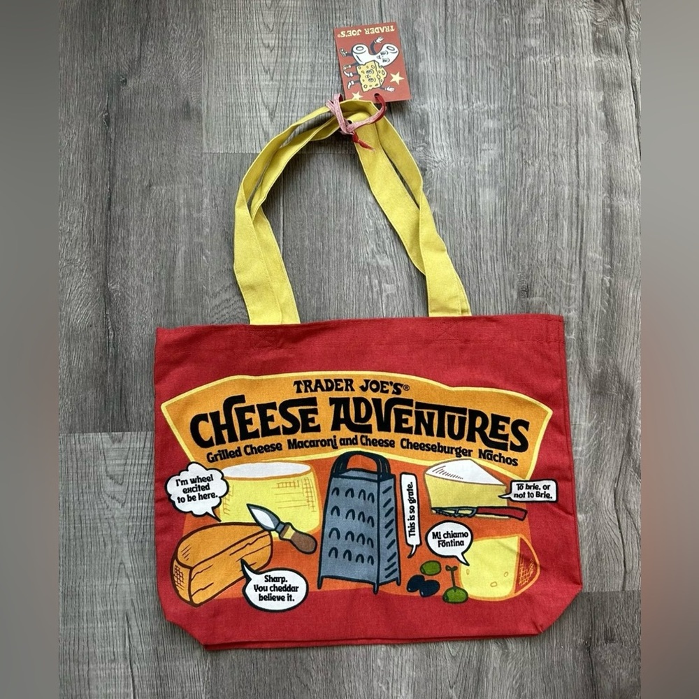 Trader Joe’s NEW CHEESE Heavy Duty Eco Cotton Bag Shopper Tote Cotton 2025
